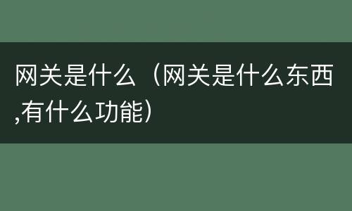 网关是什么（网关是什么东西,有什么功能）