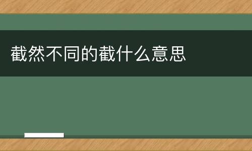 截然不同的截什么意思