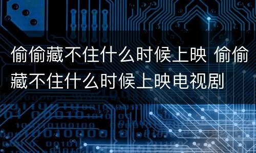 偷偷藏不住什么时候上映 偷偷藏不住什么时候上映电视剧