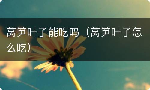莴笋叶子能吃吗（莴笋叶子怎么吃）