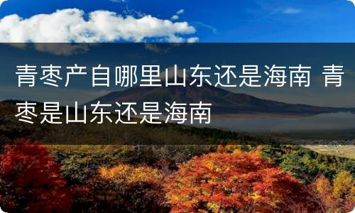 青枣产自哪里山东还是海南 青枣是山东还是海南