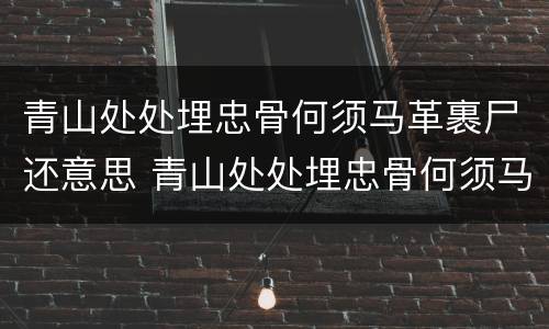 青山处处埋忠骨何须马革裹尸还意思 青山处处埋忠骨何须马革裹尸还意思简短