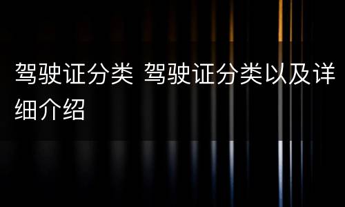 驾驶证分类 驾驶证分类以及详细介绍