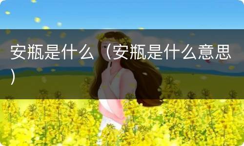 安瓶是什么（安瓶是什么意思）