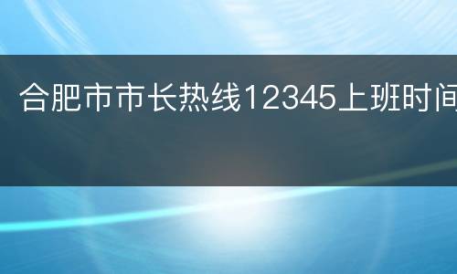 合肥市市长热线12345上班时间