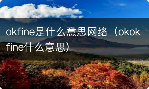 okfine是什么意思网络（okokfine什么意思）