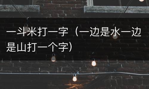 一斗米打一字（一边是水一边是山打一个字）