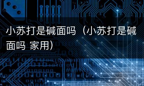 小苏打是碱面吗（小苏打是碱面吗 家用）