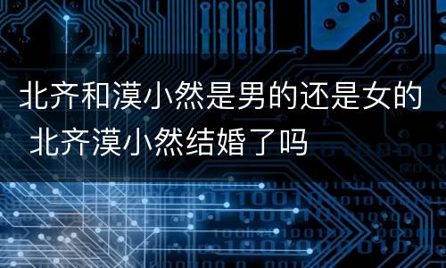 北齐和漠小然是男的还是女的 北齐漠小然结婚了吗
