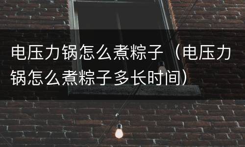 电压力锅怎么煮粽子（电压力锅怎么煮粽子多长时间）