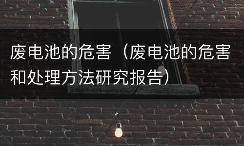 废电池的危害（废电池的危害和处理方法研究报告）
