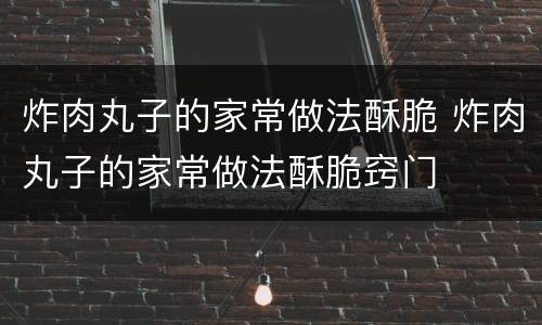炸肉丸子的家常做法酥脆 炸肉丸子的家常做法酥脆窍门