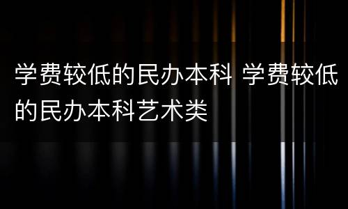 学费较低的民办本科 学费较低的民办本科艺术类