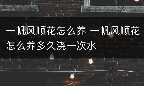 一帆风顺花怎么养 一帆风顺花怎么养多久浇一次水