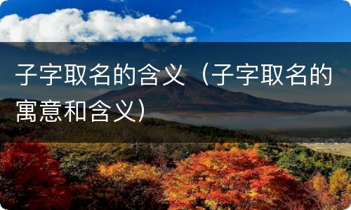 子字取名的含义（子字取名的寓意和含义）