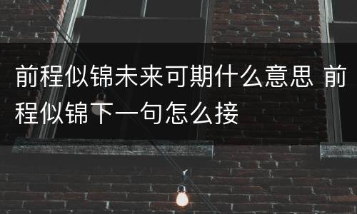 前程似锦未来可期什么意思 前程似锦下一句怎么接