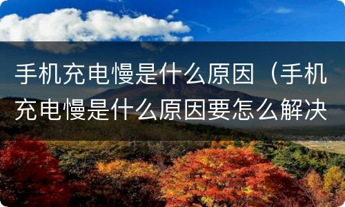 手机充电慢是什么原因（手机充电慢是什么原因要怎么解决）