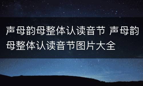 声母韵母整体认读音节 声母韵母整体认读音节图片大全