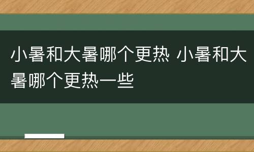 小暑和大暑哪个更热 小暑和大暑哪个更热一些