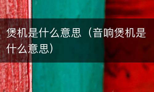 煲机是什么意思（音响煲机是什么意思）