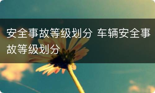 安全事故等级划分 车辆安全事故等级划分