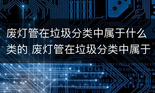 废灯管在垃圾分类中属于什么类的 废灯管在垃圾分类中属于什么类的垃圾