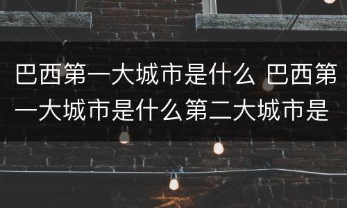 巴西第一大城市是什么 巴西第一大城市是什么第二大城市是什么