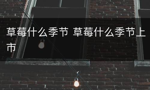 草莓什么季节 草莓什么季节上市