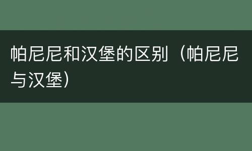 帕尼尼和汉堡的区别（帕尼尼与汉堡）