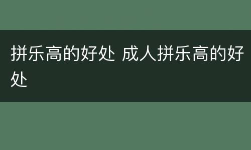 拼乐高的好处 成人拼乐高的好处