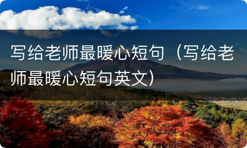 写给老师最暖心短句（写给老师最暖心短句英文）