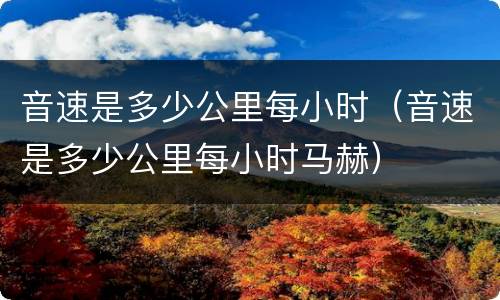 音速是多少公里每小时（音速是多少公里每小时马赫）