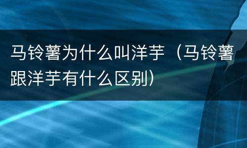 马铃薯为什么叫洋芋（马铃薯跟洋芋有什么区别）