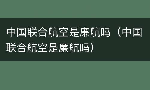 中国联合航空是廉航吗（中国联合航空是廉航吗）