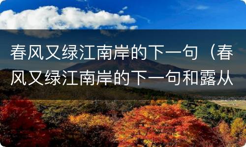 春风又绿江南岸的下一句（春风又绿江南岸的下一句和露从今夜白的下一句）