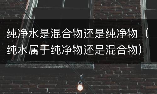 纯净水是混合物还是纯净物（纯水属于纯净物还是混合物）