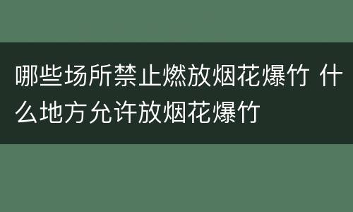 哪些场所禁止燃放烟花爆竹 什么地方允许放烟花爆竹