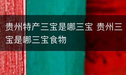 贵州特产三宝是哪三宝 贵州三宝是哪三宝食物