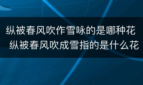 纵被春风吹作雪咏的是哪种花 纵被春风吹成雪指的是什么花