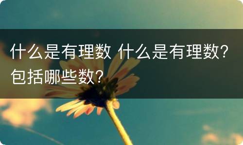 什么是有理数 什么是有理数?包括哪些数?