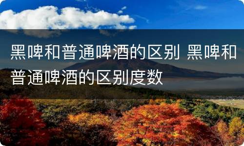 黑啤和普通啤酒的区别 黑啤和普通啤酒的区别度数