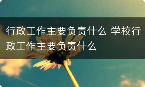 行政工作主要负责什么 学校行政工作主要负责什么