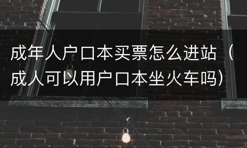 成年人户口本买票怎么进站（成人可以用户口本坐火车吗）