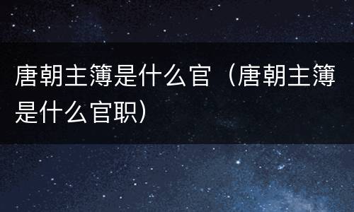 唐朝主簿是什么官（唐朝主簿是什么官职）