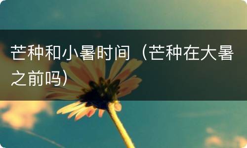 芒种和小暑时间（芒种在大暑之前吗）