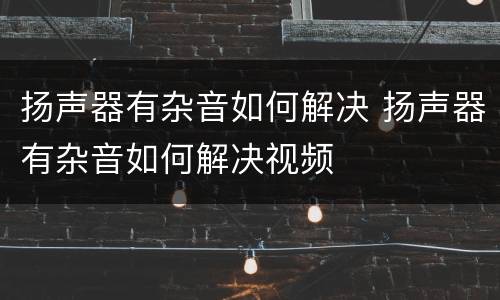 扬声器有杂音如何解决 扬声器有杂音如何解决视频