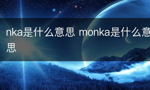 nka是什么意思 monka是什么意思