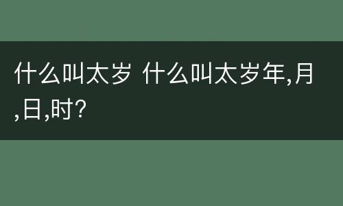 什么叫太岁 什么叫太岁年,月,日,时?
