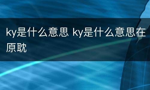ky是什么意思 ky是什么意思在原耽