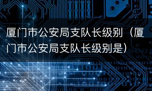 厦门市公安局支队长级别（厦门市公安局支队长级别是）